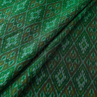 Green - Pure Sico Silk Cotton Handwoven Pochampally Ikat Fabric 16