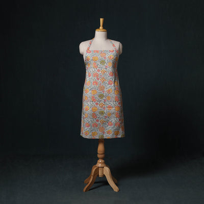 Blue - Sanganeri Hand Block Print Cotton Apron with Pocket 48