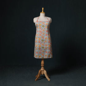 Blue - Sanganeri Hand Block Print Cotton Apron with Pocket 48