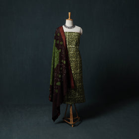 Hand Block Batik Print Cotton 2pc Unstitched Dress Material Kurta Set 01