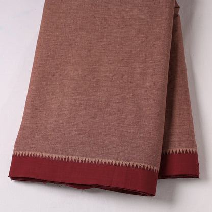 Brown - Prewashed Dharwad Cotton Thread Border Fabric 06