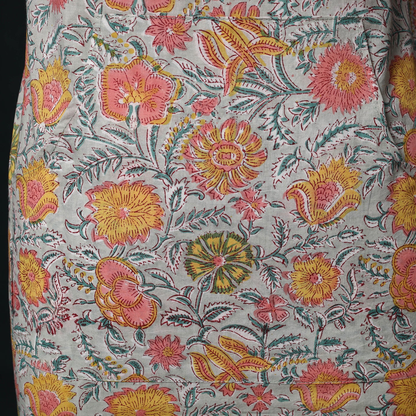 Blue - Sanganeri Hand Block Print Cotton Apron with Pocket 48