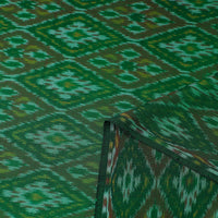 Green - Pure Sico Silk Cotton Handwoven Pochampally Ikat Fabric 16