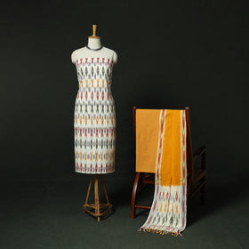 Pochampally Ikat Cotton 3pc Unstitched Dress Material Suit Set 12