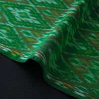 Green - Pure Sico Silk Cotton Handwoven Pochampally Ikat Fabric 16