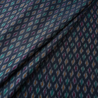 Grey - Pure Sico Silk Cotton Handwoven Pochampally Ikat Fabric 17