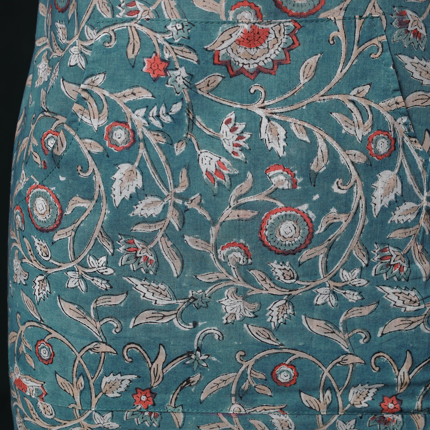 Green - Sanganeri Hand Block Print Cotton Apron with Pocket 49