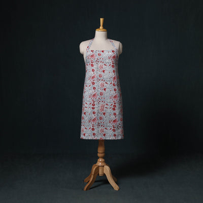 Grey - Sanganeri Hand Block Print Cotton Apron with Pocket 50
