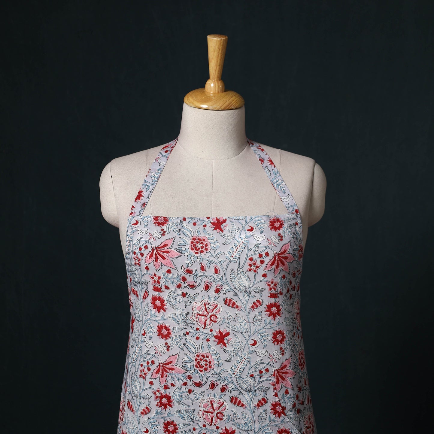 Grey - Sanganeri Hand Block Print Cotton Apron with Pocket 50