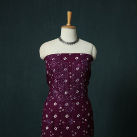Lucknowi Chikankari Hand Embroidered Bandhani Cotton Unstitched Kurta Material (2.5M) 21