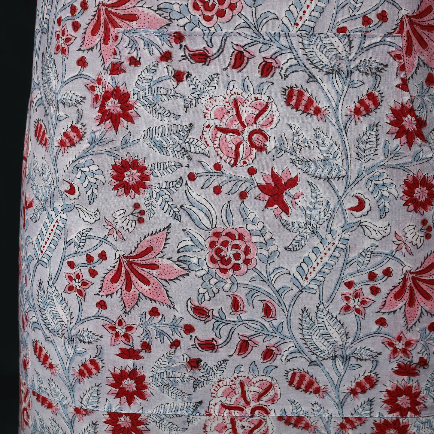 Grey - Sanganeri Hand Block Print Cotton Apron with Pocket 50