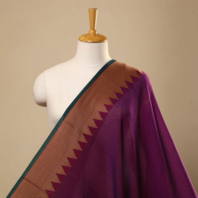 Purple Mercerised Cotton Thread Border Dharwad Fabric