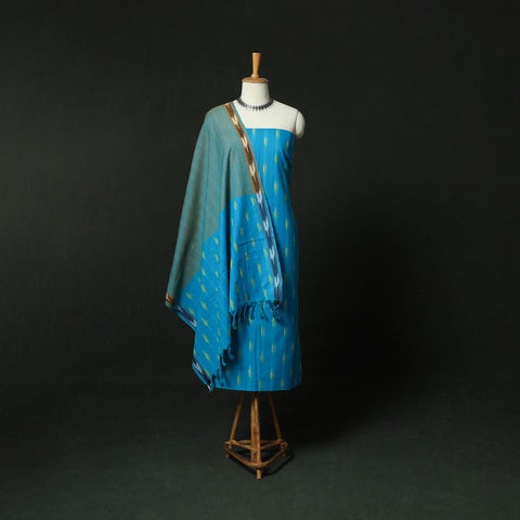 Pochampally Ikat Cotton 3pc Unstitched Dress Material Suit Set 13