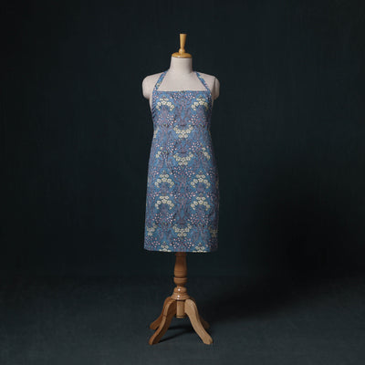 Blue - Sanganeri Hand Block Print Cotton Apron with Pocket 51