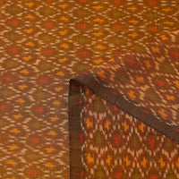 Brown - Sico Silk Cotton Handwoven Pochampally Ikat Fabric 18