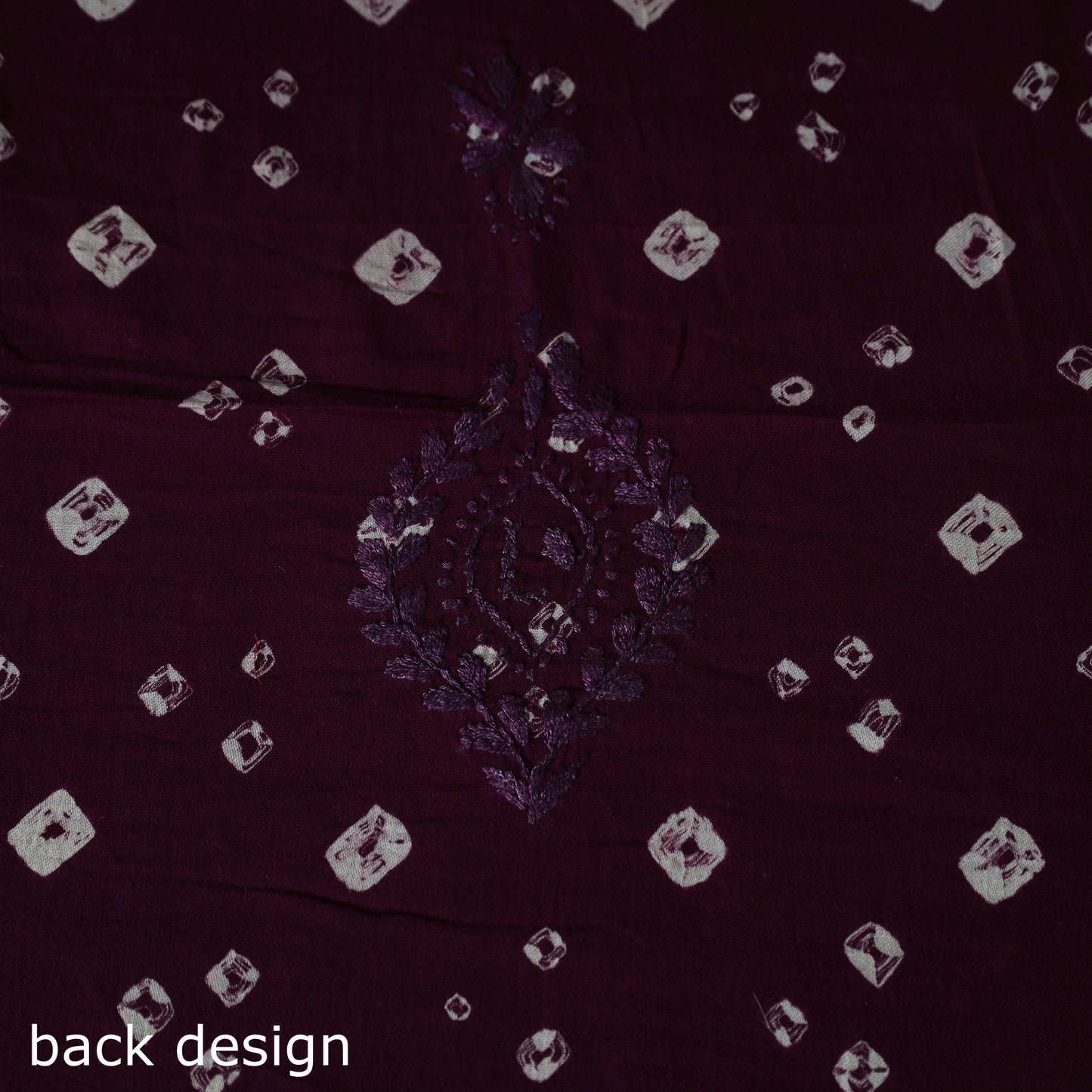Lucknowi Chikankari Hand Embroidered Bandhani Cotton Unstitched Kurta Material (2.5M) 21