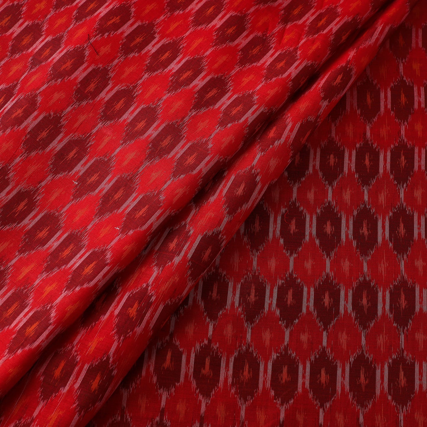 Red - Pure Sico Silk Cotton Handwoven Pochampally Ikat Fabric 19