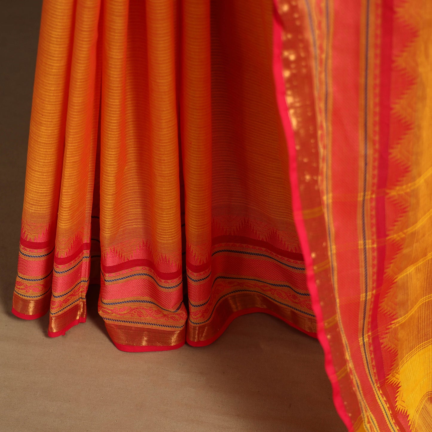 Orange - kandangi chettinad cotton saree with border 40