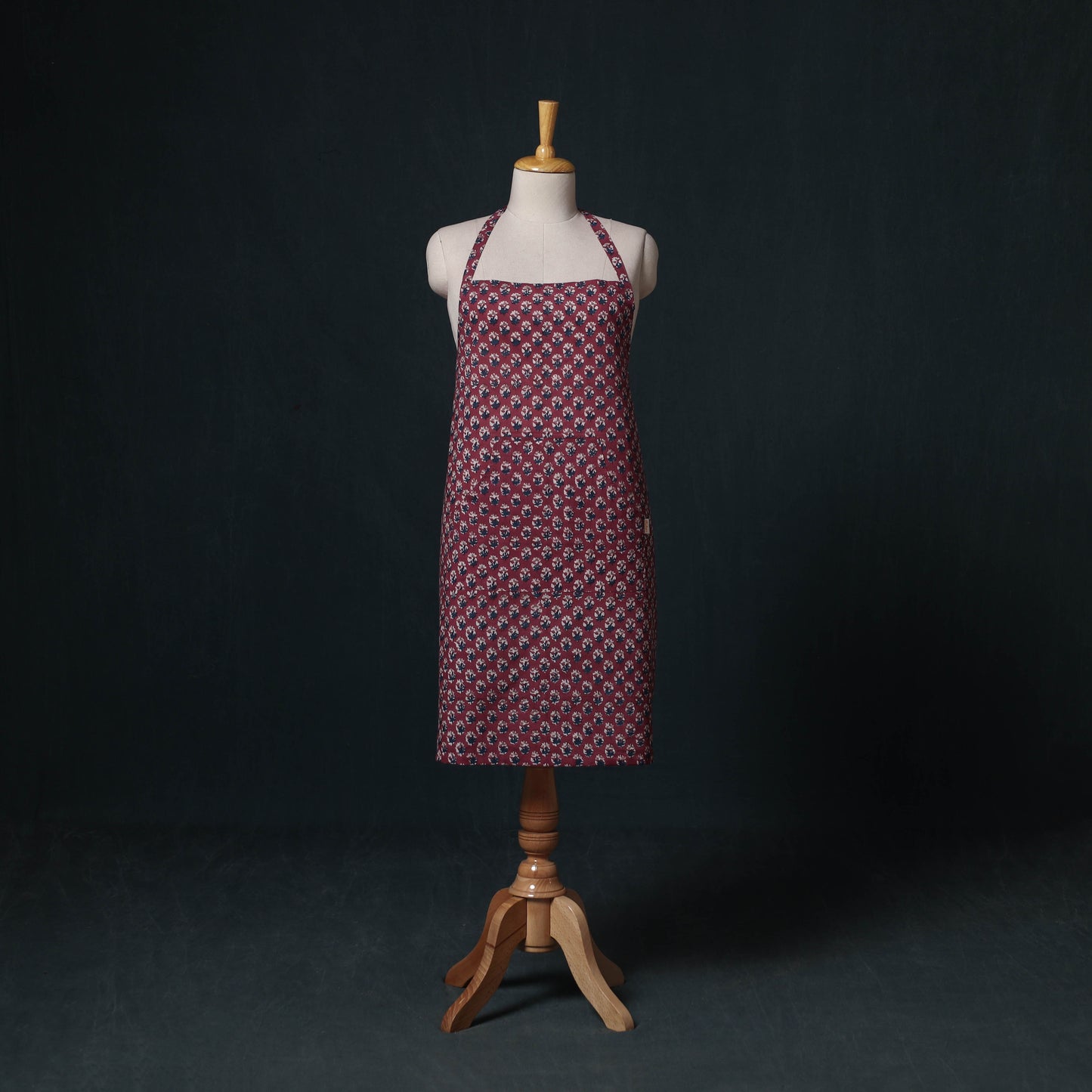 Red - Sanganeri Hand Block Print Cotton Apron with Pocket 52