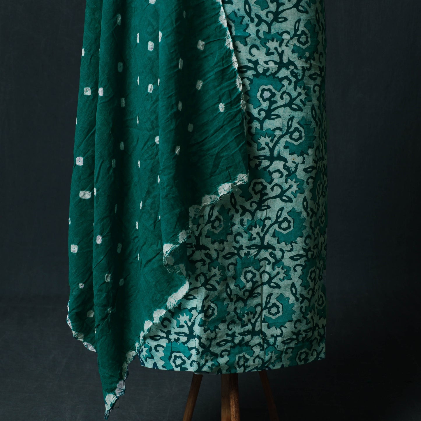 Hand Block Batik Print Cotton 2pc Unstitched Dress Material Kurta Set 03