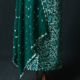 Hand Block Batik Print Cotton 2pc Unstitched Dress Material Kurta Set 03
