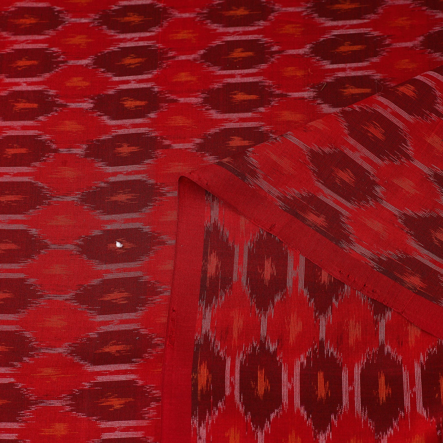 Red - Pure Sico Silk Cotton Handwoven Pochampally Ikat Fabric 19