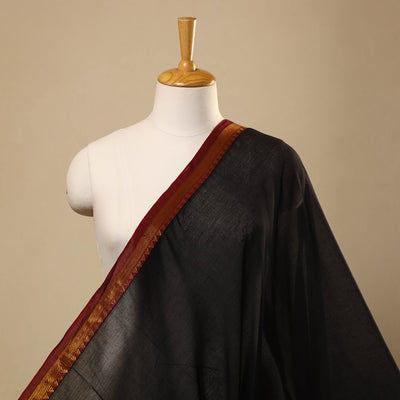  Black Mercerised Cotton Paithani Border Dharwad Fabric