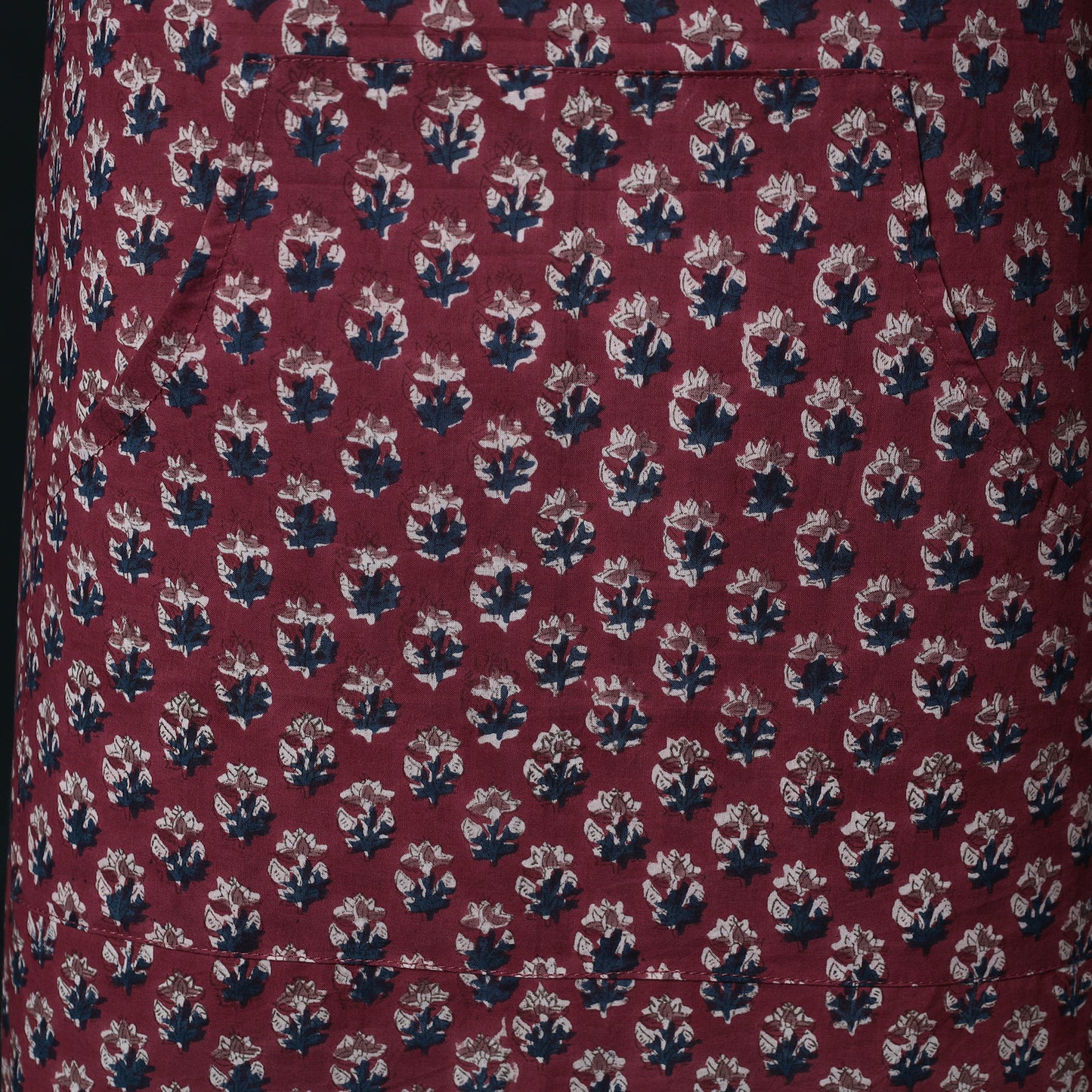 Red - Sanganeri Hand Block Print Cotton Apron with Pocket 52