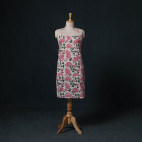 Pink - Sanganeri Hand Block Print Cotton Apron with Pocket 53