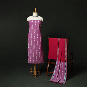 Pochampally Ikat Cotton 3pc Unstitched Dress Material Suit Set 14
