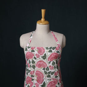 Pink - Sanganeri Hand Block Print Cotton Apron with Pocket 53