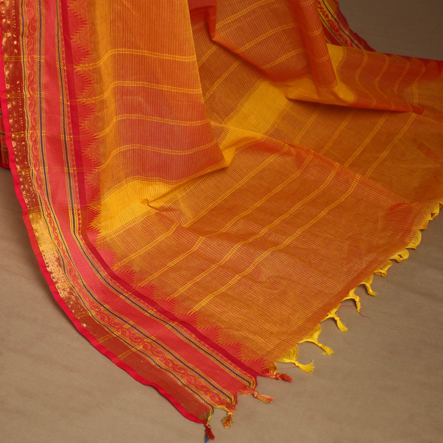 Orange - kandangi chettinad cotton saree with border 40