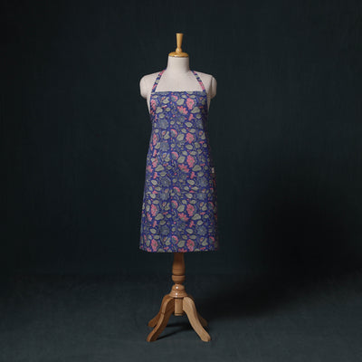 Blue - Sanganeri Hand Block Print Cotton Apron with Pocket 54