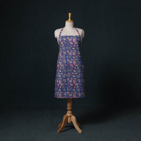 Blue - Sanganeri Hand Block Print Cotton Apron with Pocket 54