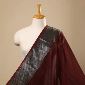  Maroon Mercerised Cotton Zari Border Dharwad Fabric