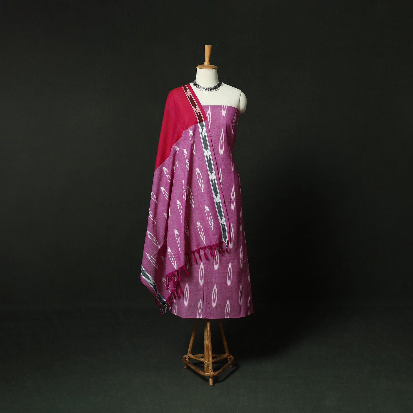 Pochampally Ikat Cotton 3pc Unstitched Dress Material Suit Set 14
