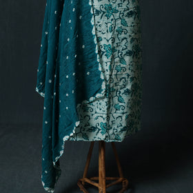 Hand Block Batik Print Cotton 2pc Unstitched Dress Material Kurta Set 04