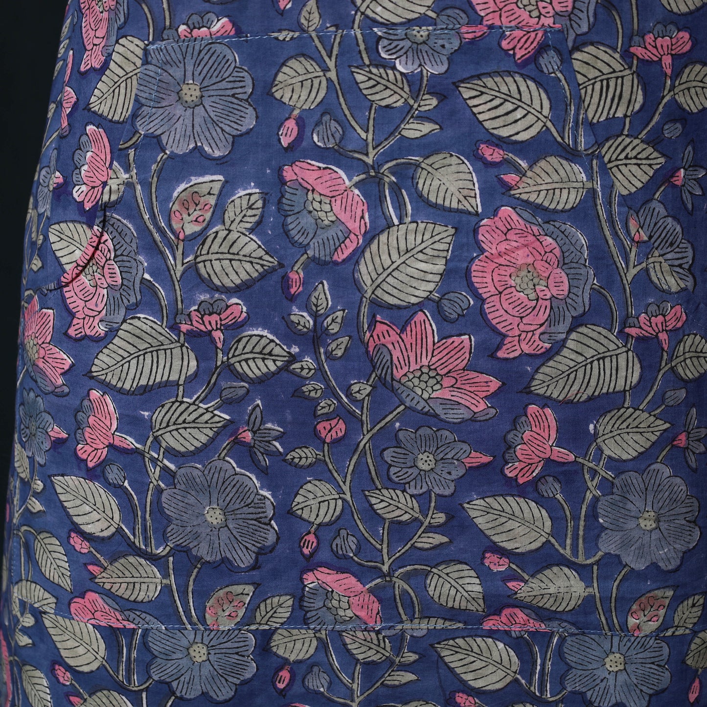 Blue - Sanganeri Hand Block Print Cotton Apron with Pocket 54