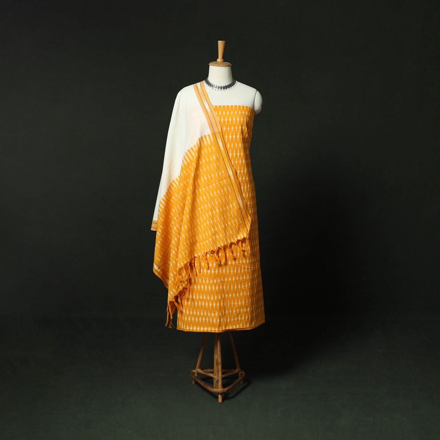 Pochampally Ikat Cotton 3pc Unstitched Dress Material Suit Set 15