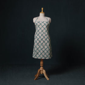 Green - Sanganeri Hand Block Print Cotton Apron with Pocket 55