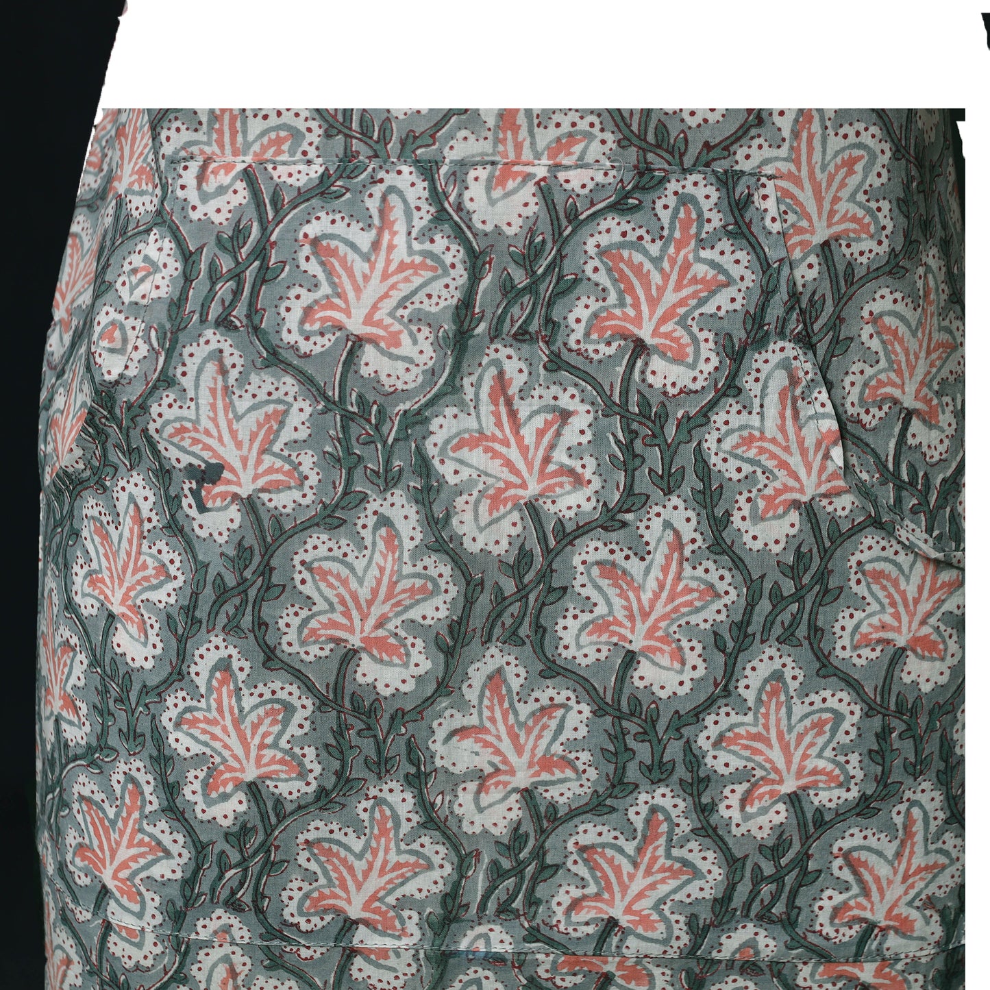 Green - Sanganeri Hand Block Print Cotton Apron with Pocket 55
