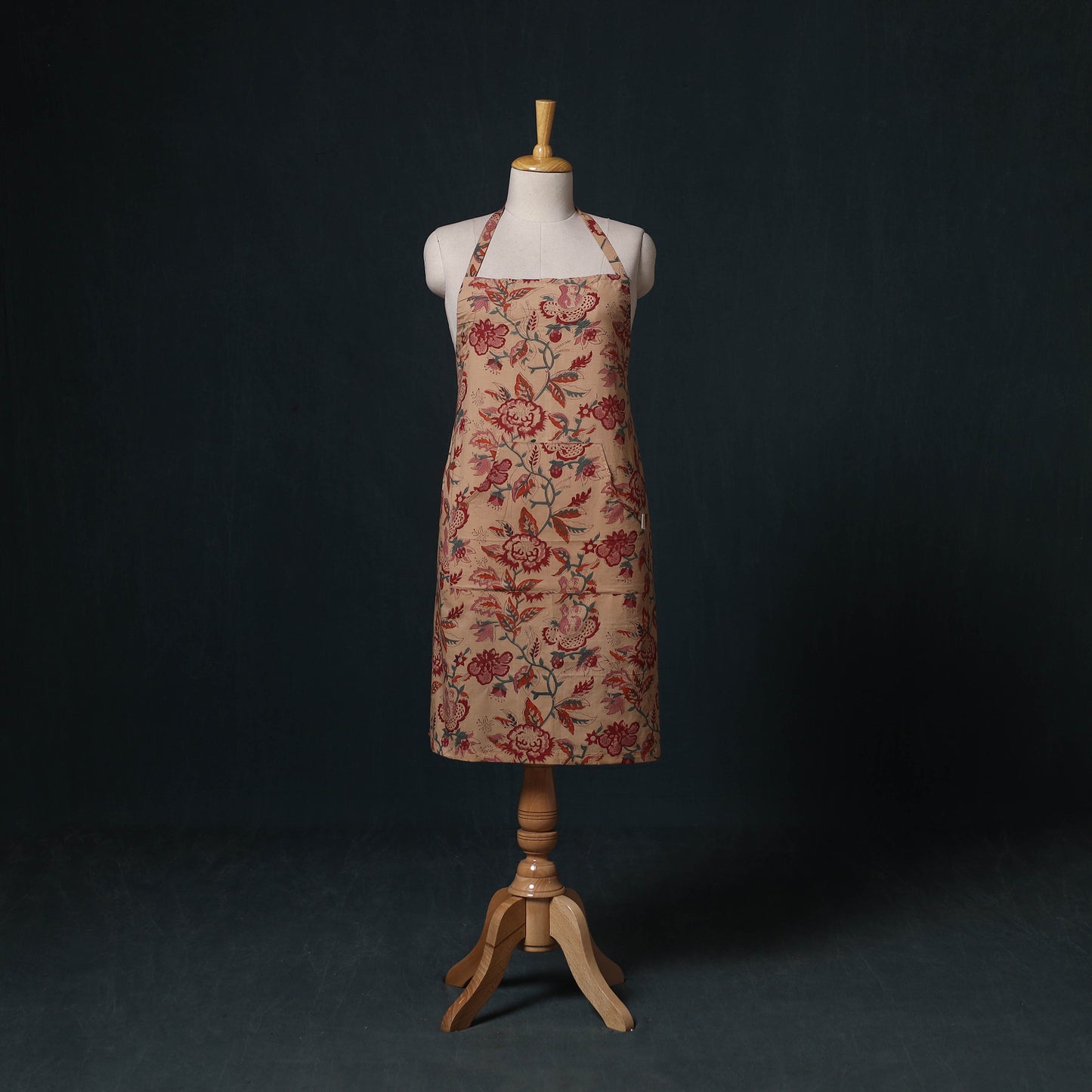 Brown - Sanganeri Hand Block Print Cotton Apron with Pocket 56