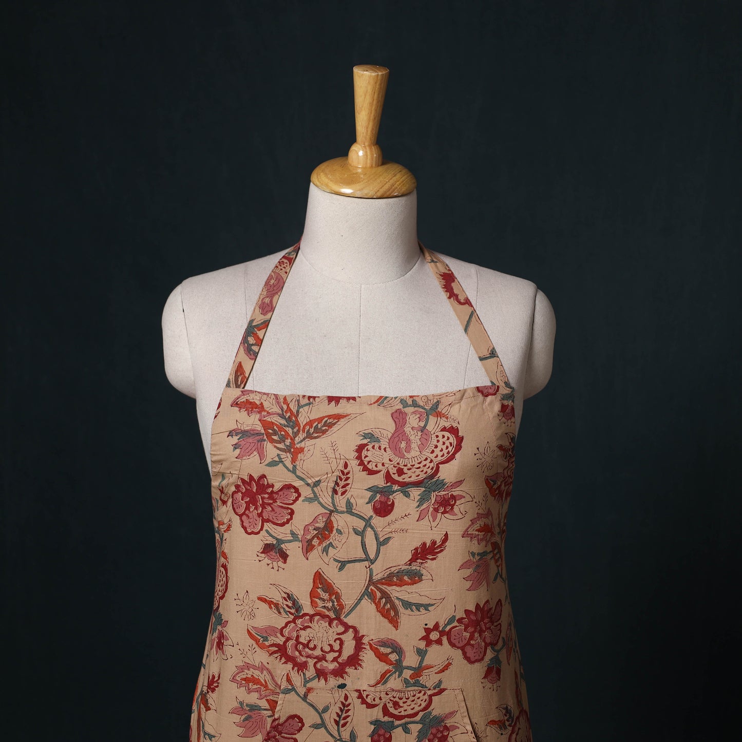 Brown - Sanganeri Hand Block Print Cotton Apron with Pocket 56