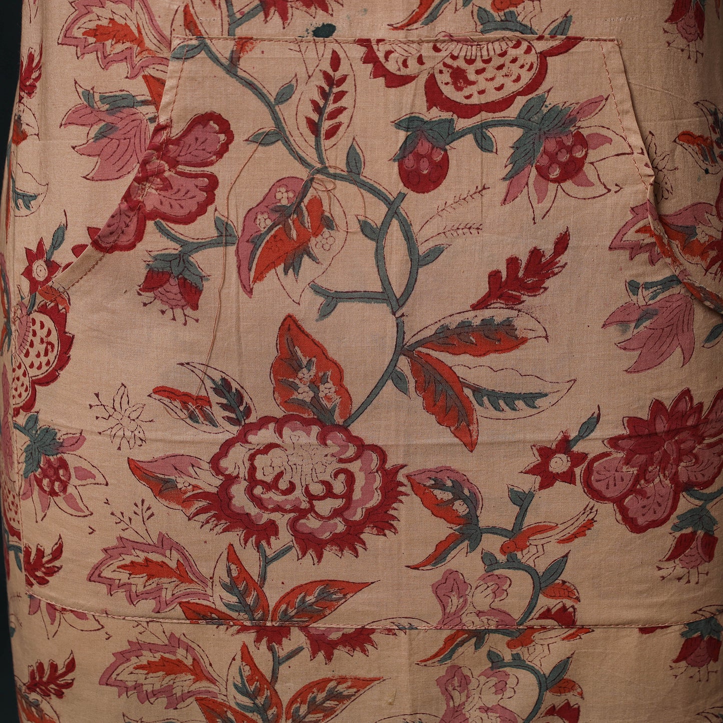 Brown - Sanganeri Hand Block Print Cotton Apron with Pocket 56