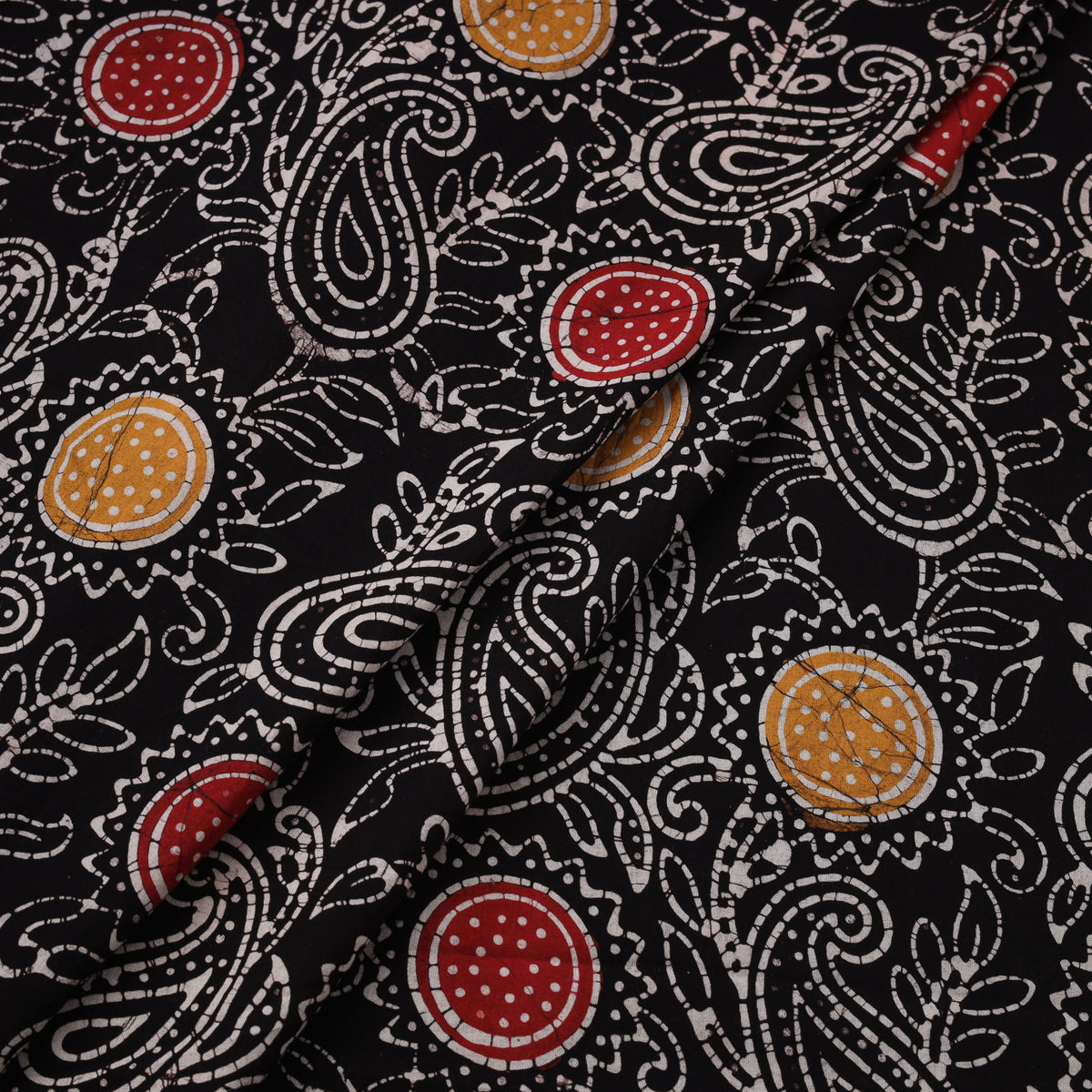 Black - Hand Batik Indonesian Style Print Cotton Fabric 09