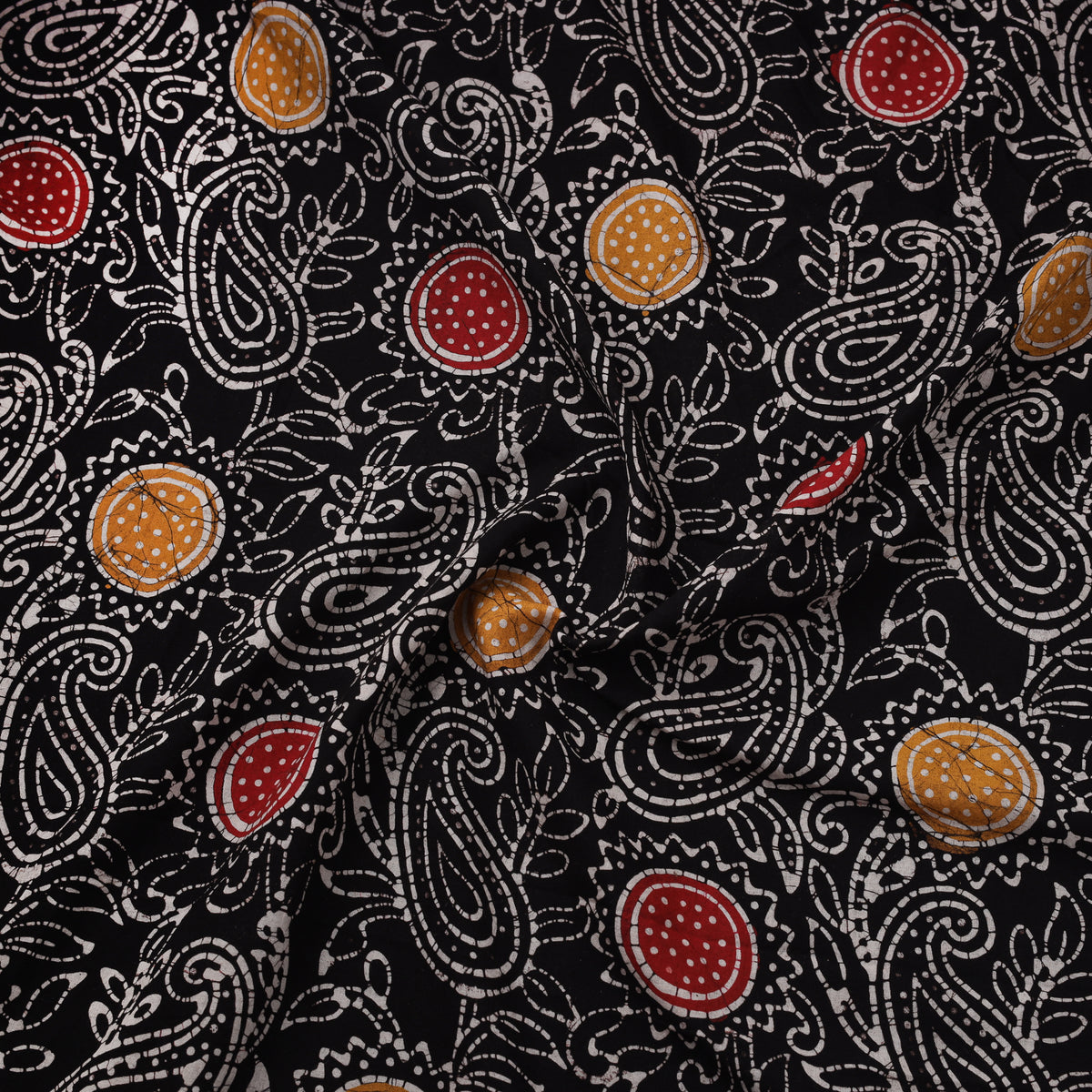 Black - Hand Batik Indonesian Style Print Cotton Fabric 09