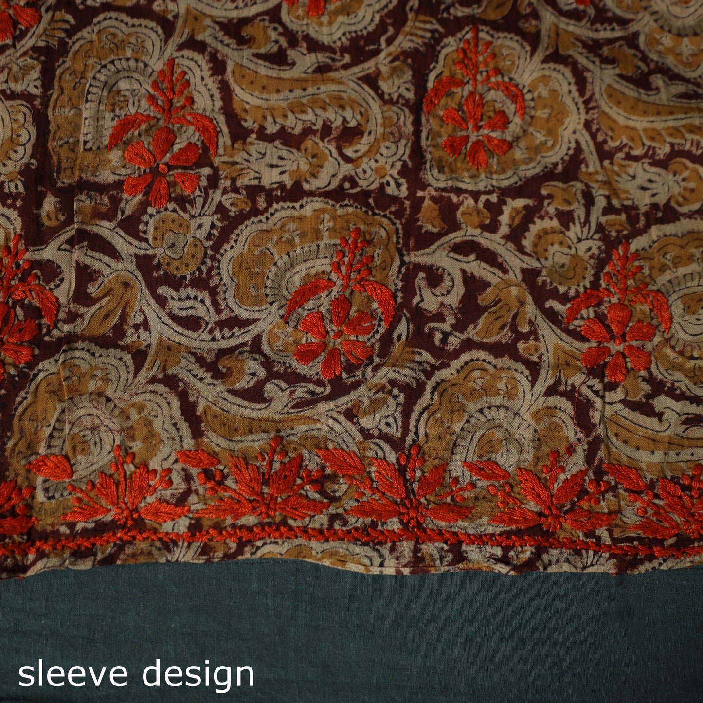 Lucknowi Chikankari Hand Embroidered Kalamkari Cotton Unstitched Kurta Material (2.5M) 24