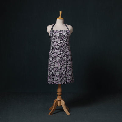 Black - Sanganeri Hand Block Print Cotton Apron with Pocket 59