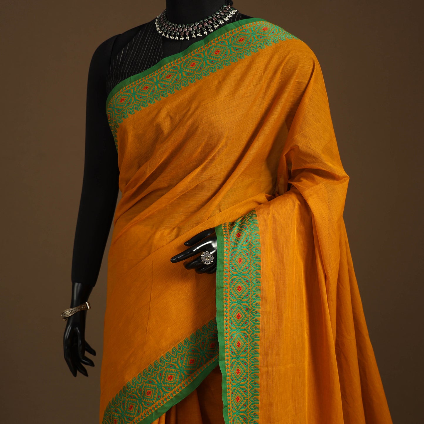Orange - kandangi chettinad cotton saree with border 42