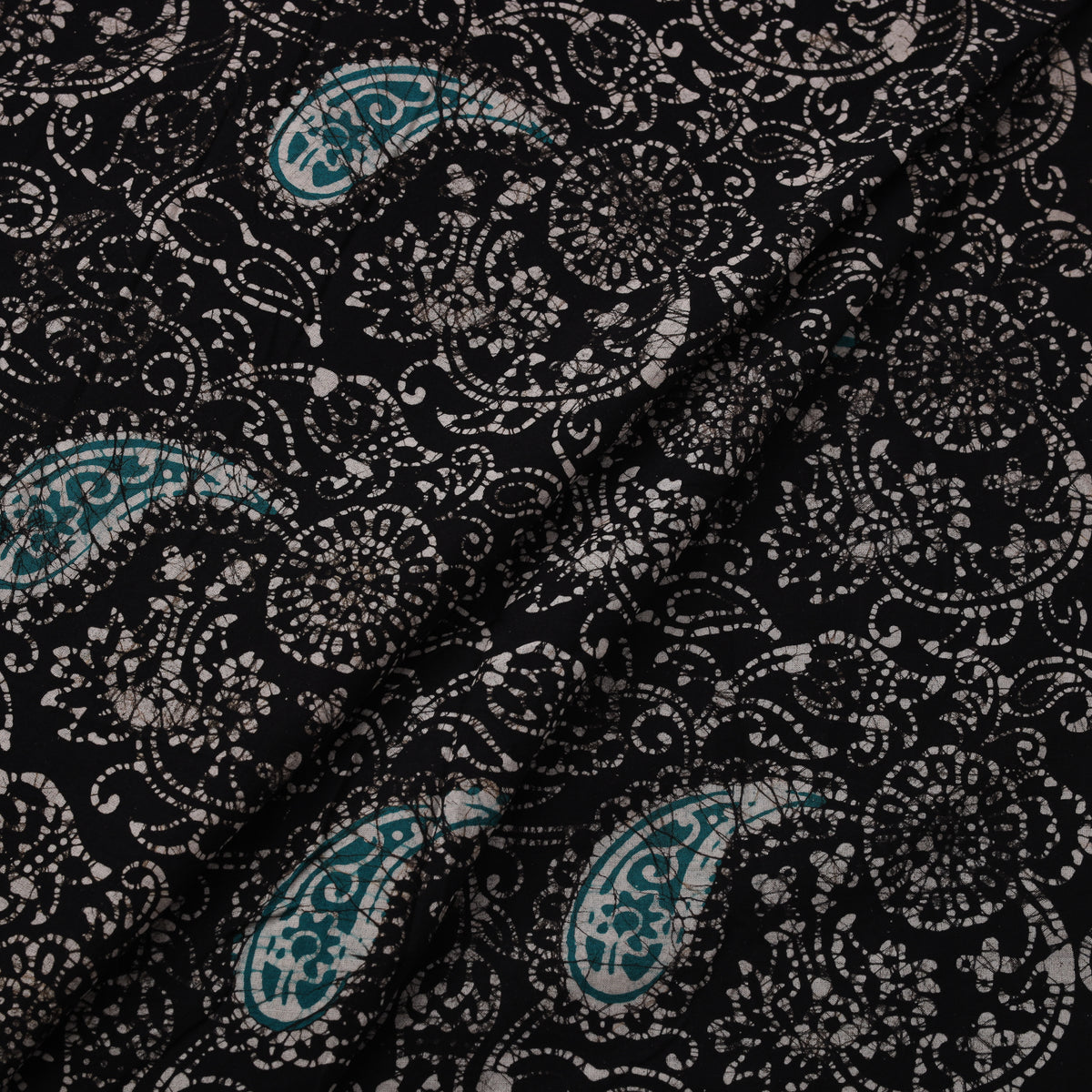 Black - Hand Batik Indonesian Style Print Cotton Fabric 08